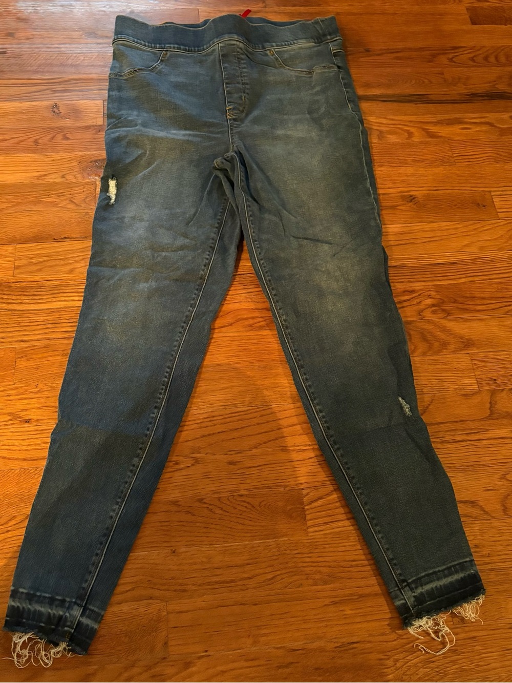 Spanx Distressed Skinny Jeans Medium Wash Women's 1X Tall, EUC